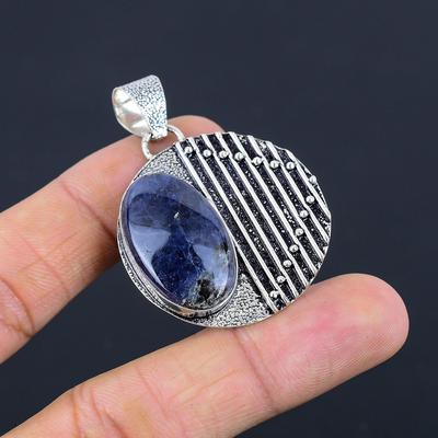 Womens Day Deal Sterling Silver Sodalite Gemstone Anniversary Pendant Jewelry