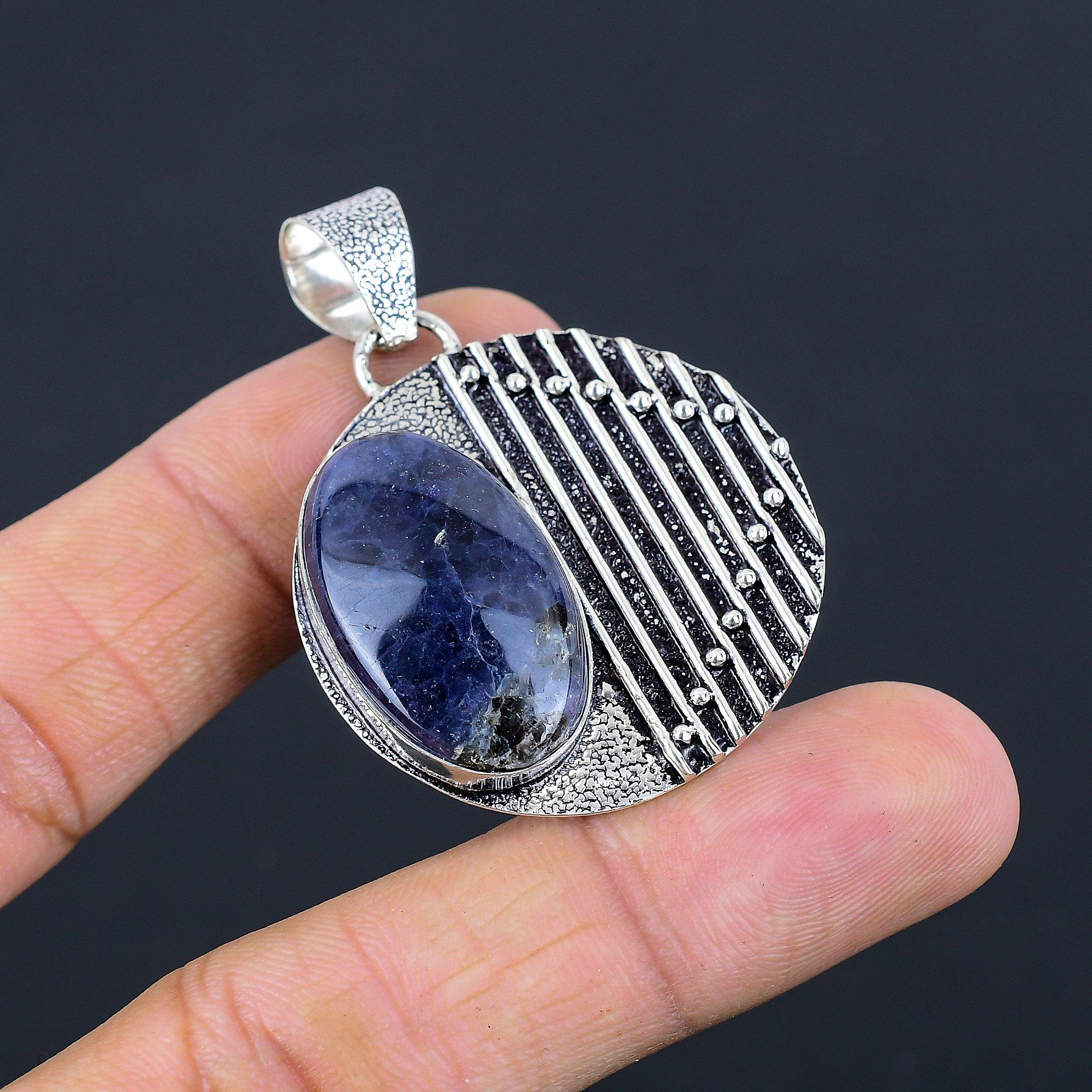 

Womens day Deal Sterling Silver Sodalite Gemstone Anniversary Pendant Jewelry