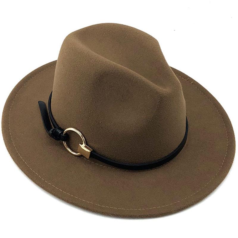 Einfache Wolle Frauen Outback Fedora Hut Für Winter Herbst ElegantLady Floppy Cloche Breite Krempe Jazz Caps Größe 56-60CM