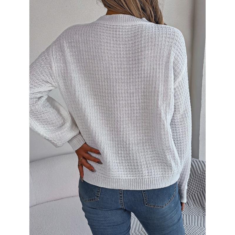 Women's Autumn and Winter Casual Solid Color Twist Lantern Sleeve Sweater