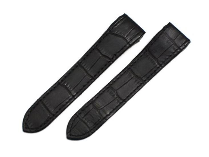 King Watch Parts Compatible with Cartier Santos 100 XL Black Embossed Crocodile Leather [Import Original] Chronograph, Strap, 24.5mm