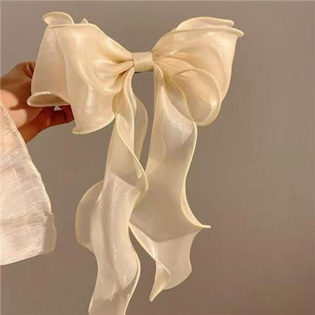 Tulle Hair Bows Large Bowknot Hair Clip For Girls Comfortable Secure Grip Hair Styling Accessories with Long Tail