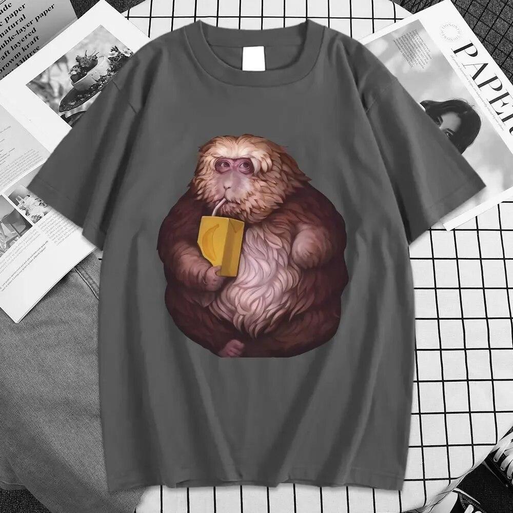 Funny Zoon XingXing Monkey T-skjorte med grafisk trykk Sommer-t-skjorter i bomull med korte ermer Unisex-klær med o-hals Kul T-skjorte Oversized