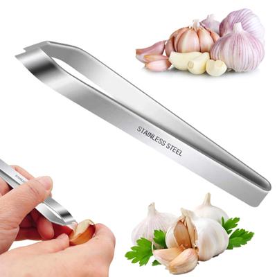2Pcs/Set Stainless Steel Garlic Peeler Ergonomic Handle Sturdy Blades Peel Garlic Skin Remover Odor Free Garlic Peeling Tool Multi Function Kitchen