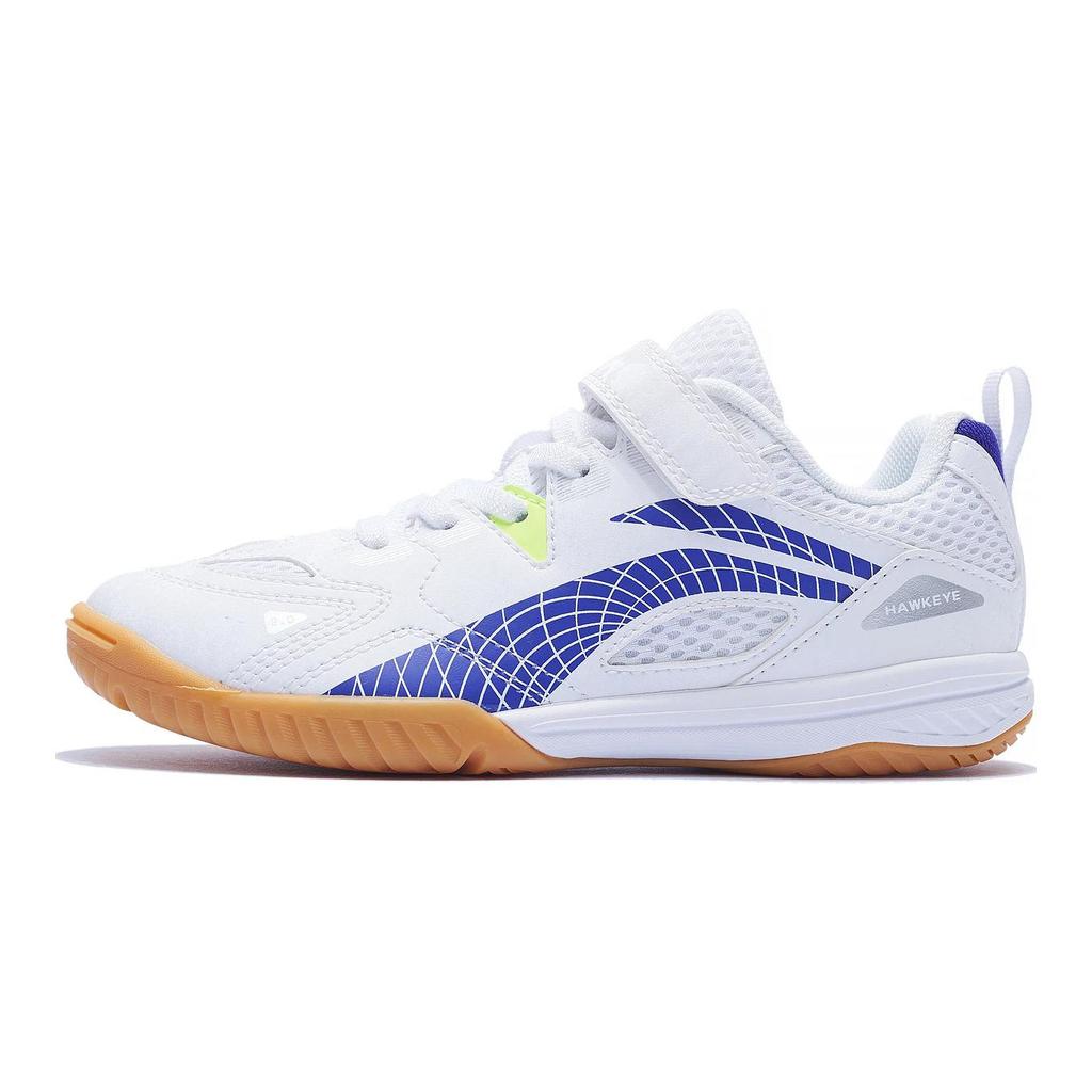 Li-Ning Pantofi de antrenament confortabili, simpli, antiderapanți, cu absorbție a șocurilor, cu talpă joasă, adidași pentru copii, albastru alb APTU015-1
