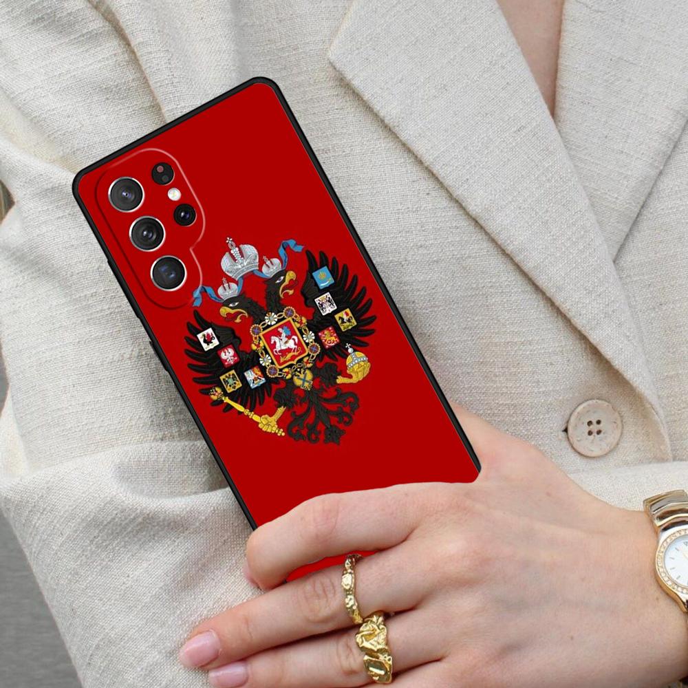 Russia Flag Coat Arms Cell Phone Case for Samsung Galaxy S26 Ultra S25 S24 S23 S22 S21 S20 Note10 Cover