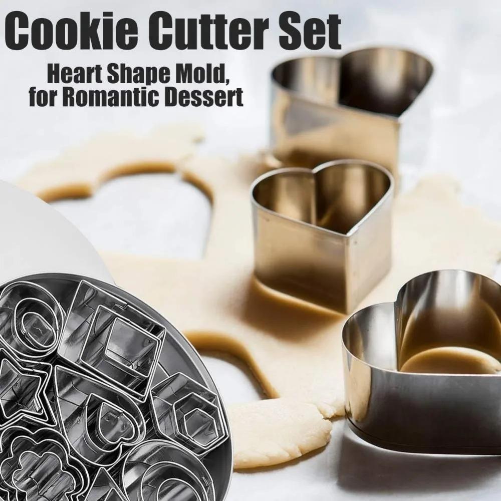Multi-piece Set of Geometric Cookie Cutters, Stainless Steel Pastry Molds, Fruit Tools -perfect for DIY Baking and Fruit Cutting