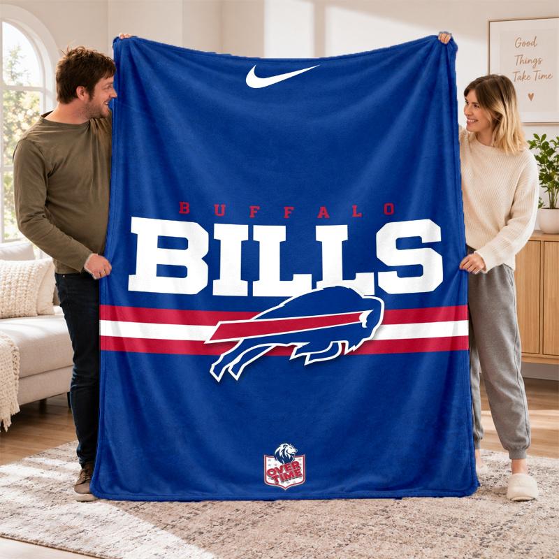 Flannel Fleece Blanket with Buffalo Bills Design, Soft Lightweight Throw for Bed Sofa Travel