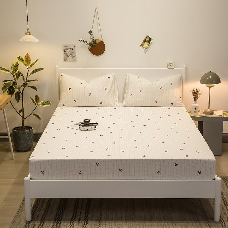 Colorful Floral Fitted Sheet Set 100% Cotton Bedding Set 3Pcs Bed Cover Pillowcases Skin-friendly Breathable Bedroom Decor