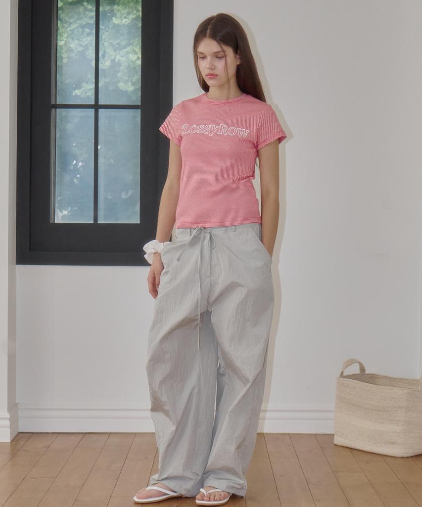 LOSSYROW Grid Nylon Track Pants Silver