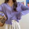 Korean Short Sweater Women V-Neck Knitted Cardigan Fashion Single Breasted Women Elasticity Cropped Cardigan Sweater Female