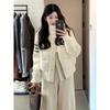 Large size casual warm knitted cotton jacket women's autumn fashion high-end cotton-padded coat fat M meat-covering and thin top