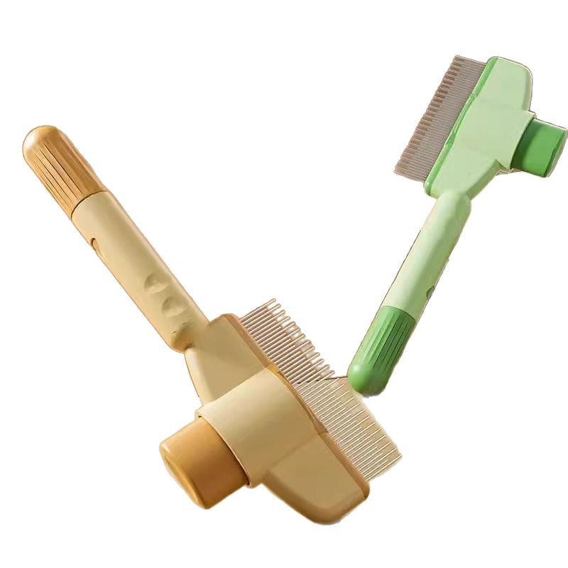 Mehrzweck-Tierkamm: Katzen- & Hunde-Massagebürste, Entwirrend, Knotenöffner, Dichte Zähne, Ein-Klick-Haarentfernung