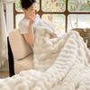 Faux Fur Throw Blanket for Couch, Cozy Warm Plush Striped Blanket for Sofa Bedroom Living Room, All Season Use