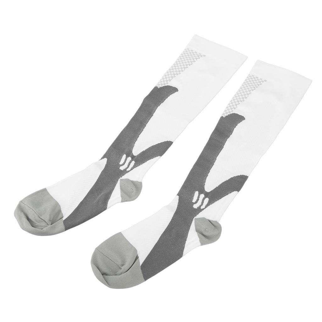 Sports Compression Socks Breathable Muscle Shock Absorption White 1 Pair Athletic Compression Socks for Men Women XXL