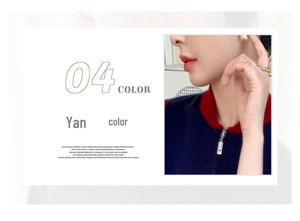 New Style Women's Half-Zip Color-Block Cashmere Sweater - Autumn/Winter Slimming Knit Double-Layer Collar Top