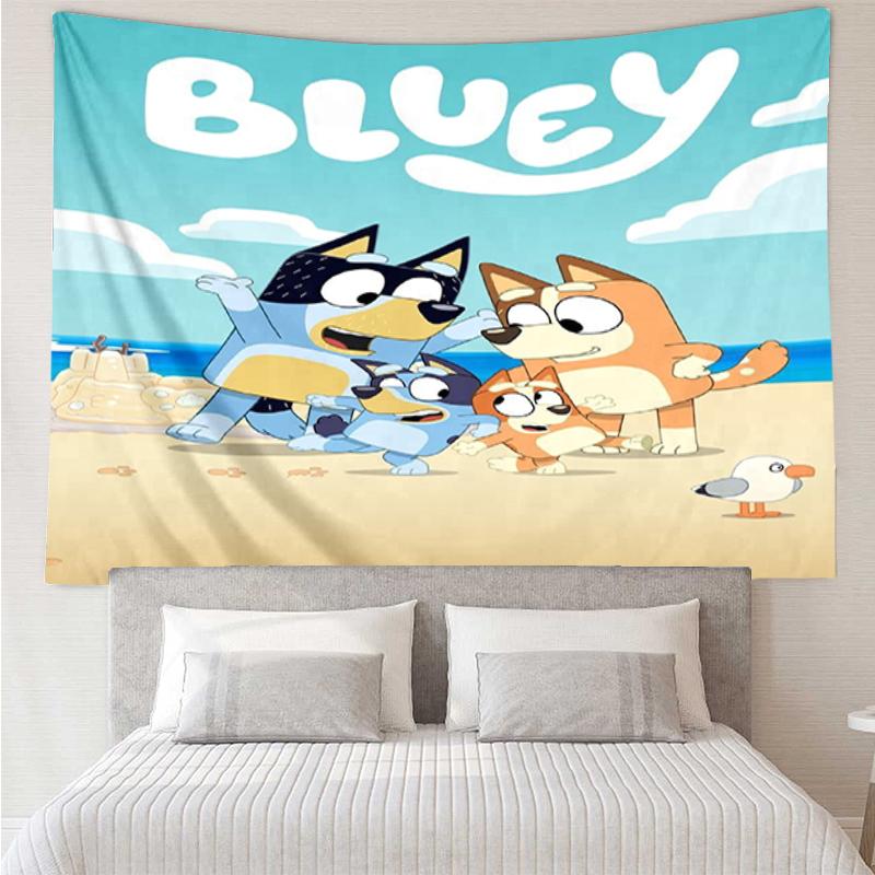 Bluey Print Wandteppich, Hintergrund, Einfache Montage, Ideal für Schlafzimmer, Büro & Wohnzimmer, mit Ästhetischem Wandbehang Dekor.