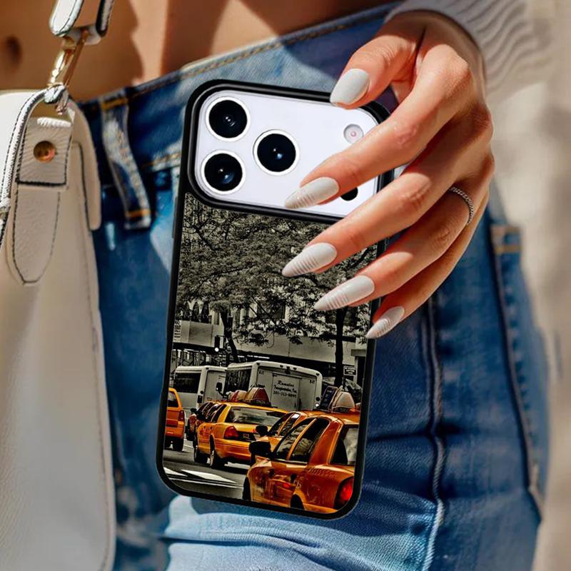 NYC Yellow Taxi Cabs Phone Case For iPhone 17 Air 14 15 13 12 Max Cover For Apple 16e 11 Pro Max Plus Coque