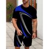 Summer Men's Personalized Two-piece Short-sleeved Cartoon Duck Print Drawstring Shorts Fashion Outdoor Large Size Sports Suit