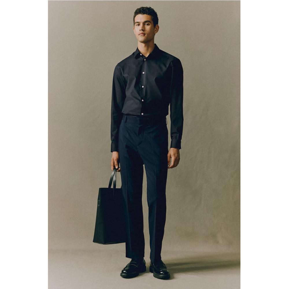 H M Easy Care Regular Fit sHirt Navy Blue