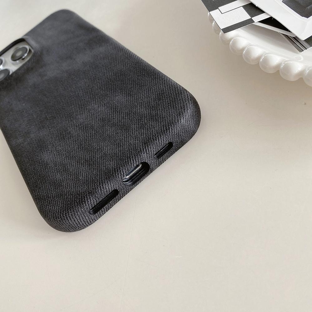 For iPhone 16 Pro Max Case Jeans Cloth Texture PU Leather+PET Back Cover