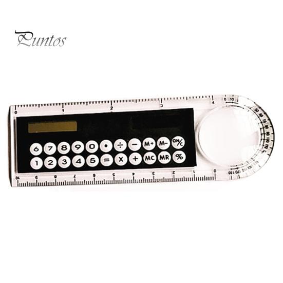 

Калькулятор солнечной линейки Многофункциональный большой экран Канцелярские принадлежности 3 в 1 Длина 10 см Солнечная карточная линейка для школы чёрный