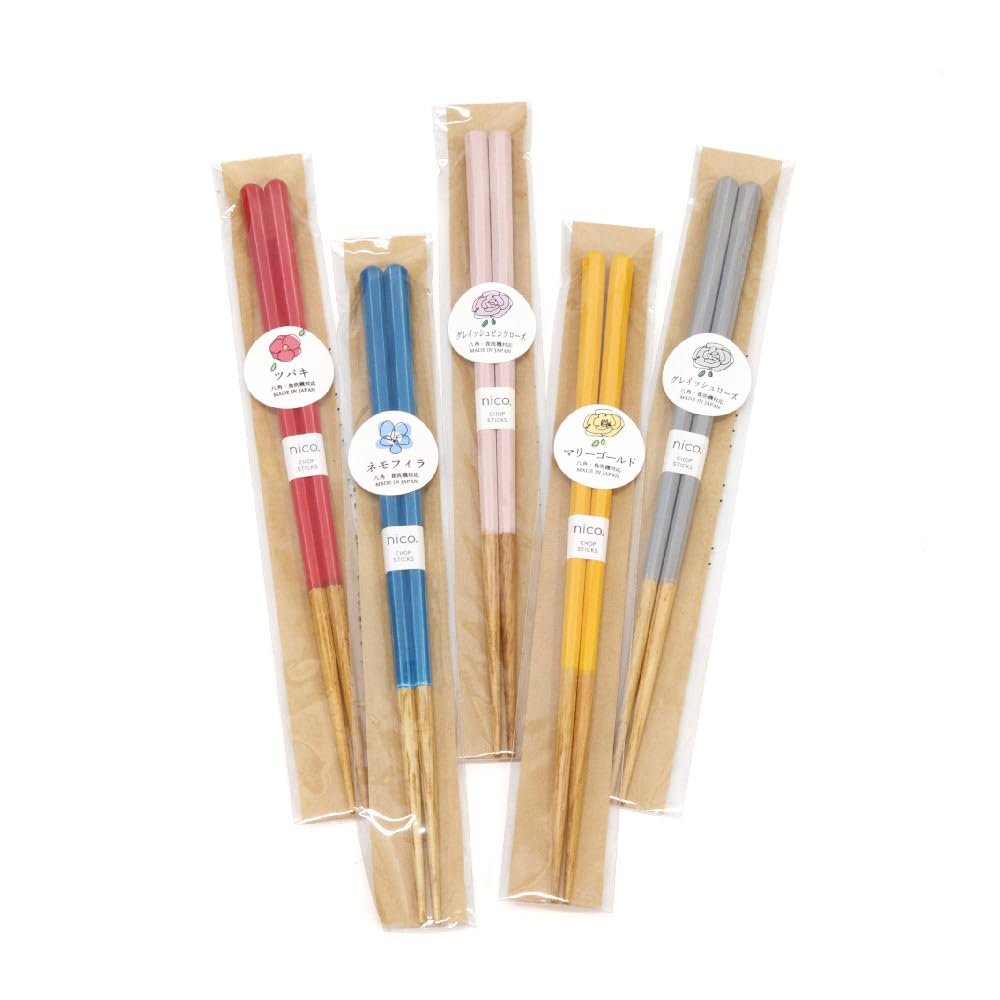 Tanaka Chopsticks Shop Blossom Octagonal Chopsticks Lily Design Antibacterial Dishwasher Safe Made In Japan Stylish Cute Easy To Grip Simple Design