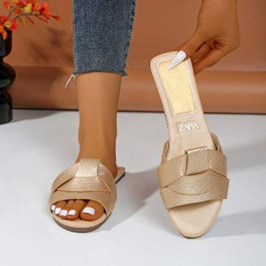 Übergröße Damenmode Pantoletten in Unifarben mit flachem Absatz