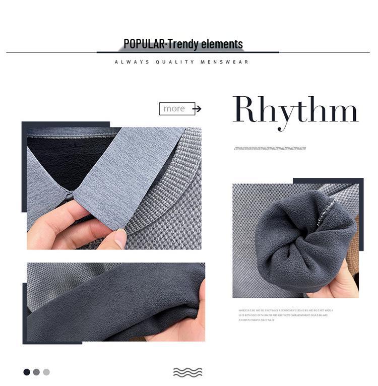Men's Autumn/Winter Fleece-Lined Two-Piece Look Sweater with Business Shirt Collar