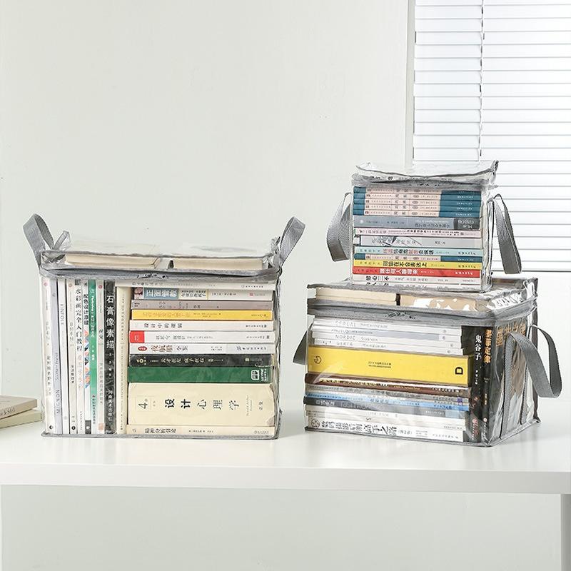 Foldable Book Box Student Dormitory Classroom Book Organizer Transparent Waterproof Household Book Organizing Storage Box Props