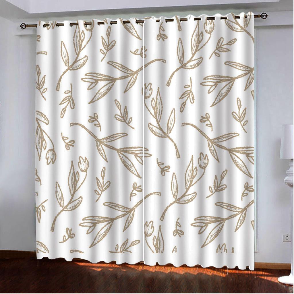 Curtains Autumn Story Plant Fallen Leaves Series Digital Printing High Density Blackout Curtains