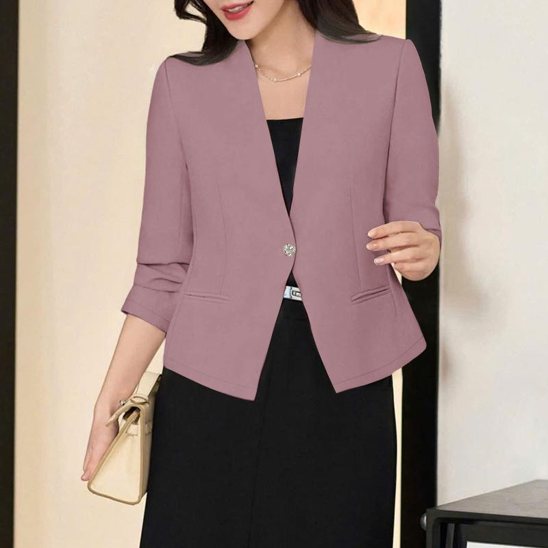 ZANZEA Γυναικεία Casual Μπλούζα Καρδίγκαν με V-Λαιμόκοψη, Μονόχρωμη, Μακρυμάνικη