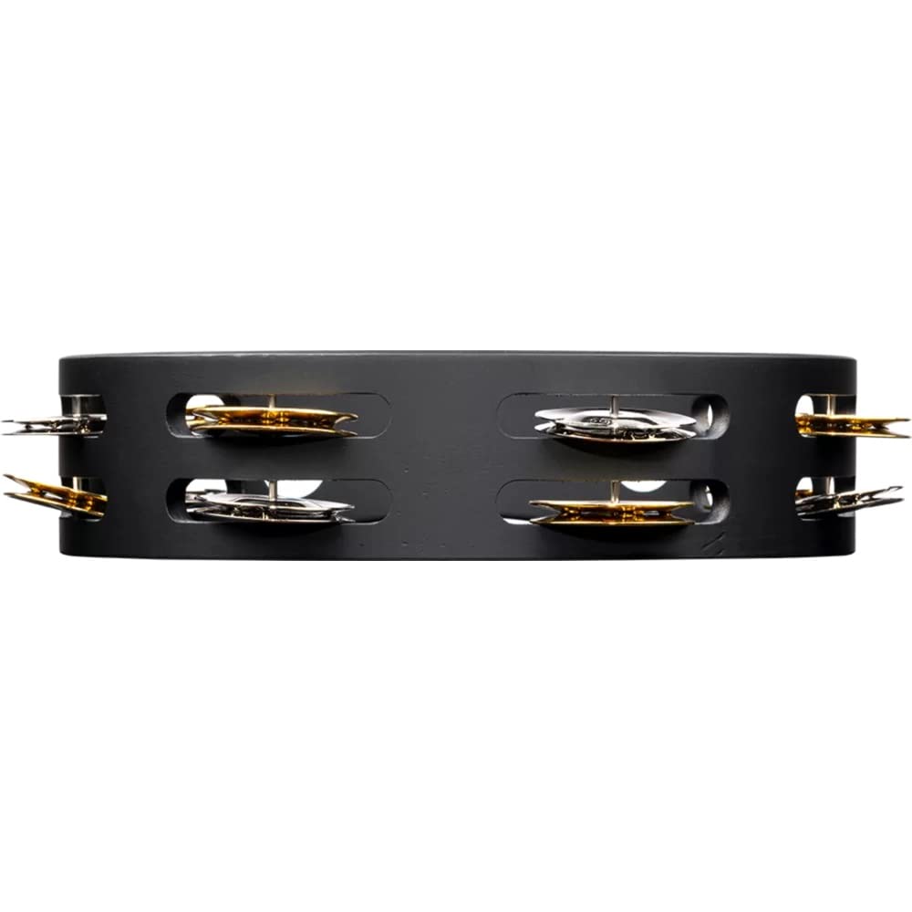 MEINL Percussion Compact Wood Tambourine, Solid Brass, Jingles, 2-Row, CTA2B-BK