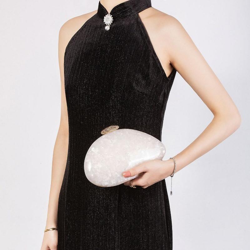 2025 Luxury Women Acrylic Irregular Shell  Evening Clutch Bag Stone-textured Diamond Wedding Party Handbag Fashion Crossbody Bag