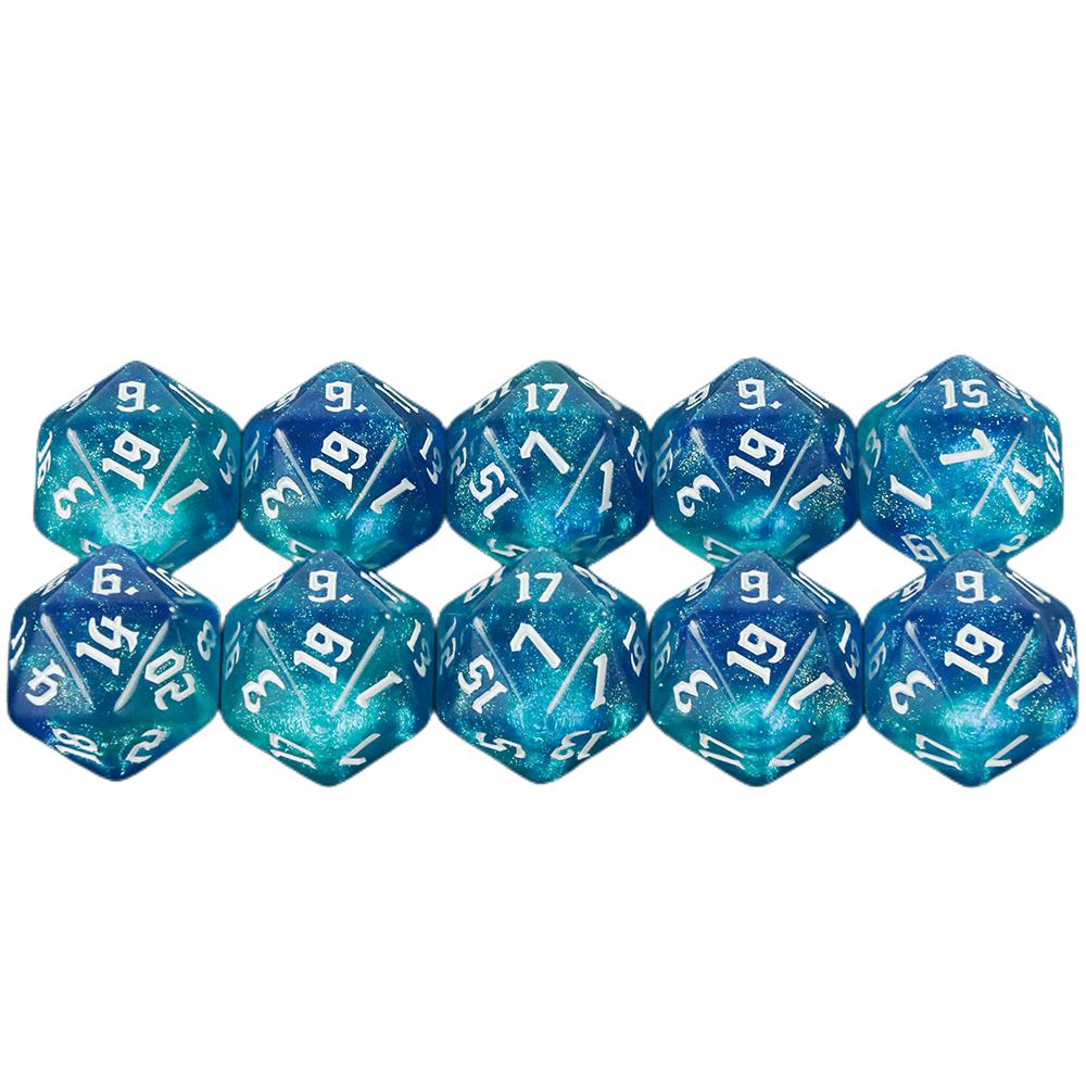 Polyhedral D20-terning 10 stk 20-sidig dobbelfarge med glitterterninger for DND-brettspill og rollespill