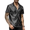 Men's Summer Shirts Short Sleeve Shiny Metallic Shirts