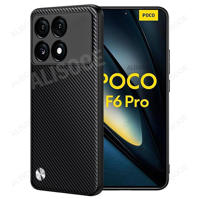 Etui dla POCO F6 Pro 5G Etui Luksusowa Tekstura Włókna Węglowego PU-Skórzane Pokrowiec Ochronny dla Xiaomi POCO F6 Pro Capa