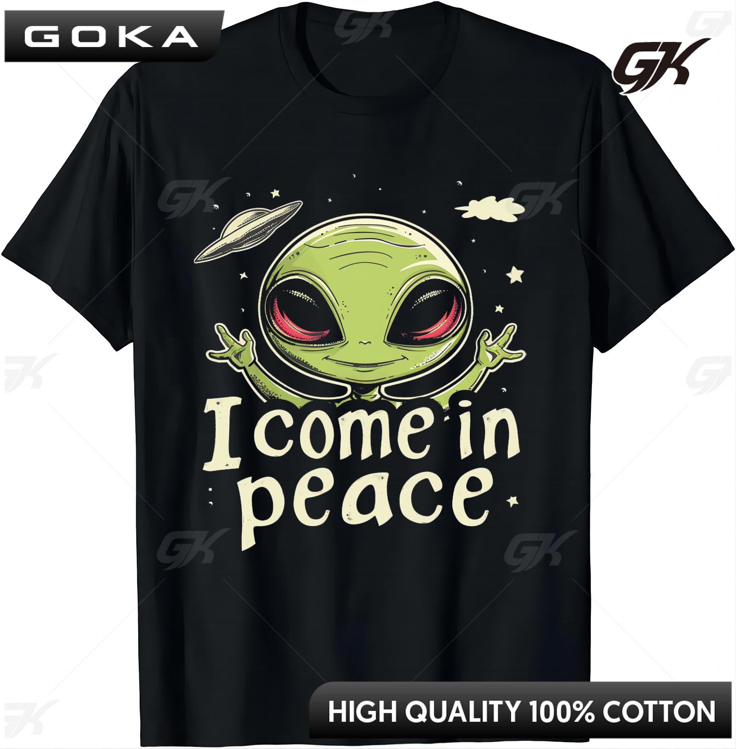 

Alien in Space with Peaceful Gesture Cute Stylish T Shirt Streetwear Unisex Clothes Tops Vintage T Shirt Graphic T Shirts 4XL