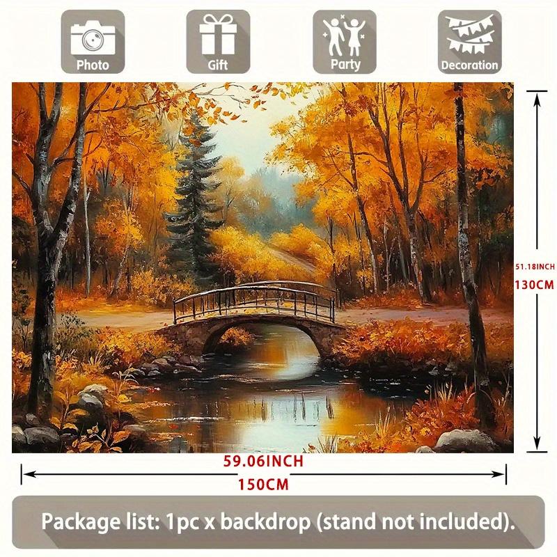 1 autumn landscape pattern with a colorful autumn leaves polyester background fabric suitable for home decorationzyc