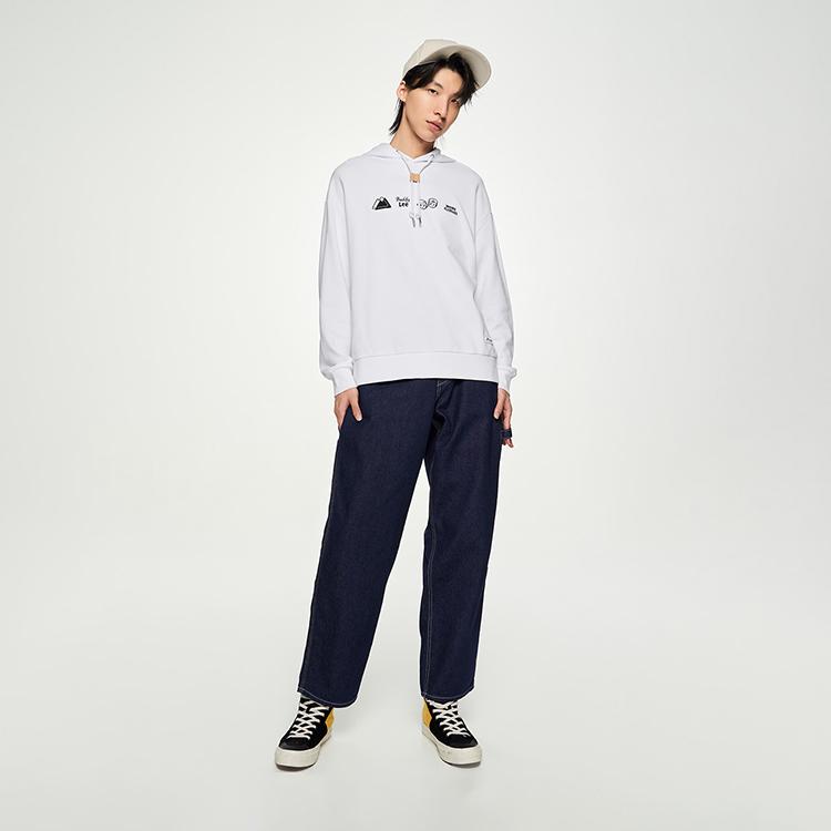 Buddy Lee Series Hooded Embroidered Long Sleeve Sweatshirt Unisex sweatshirt White LUT006229CRU00FK14000