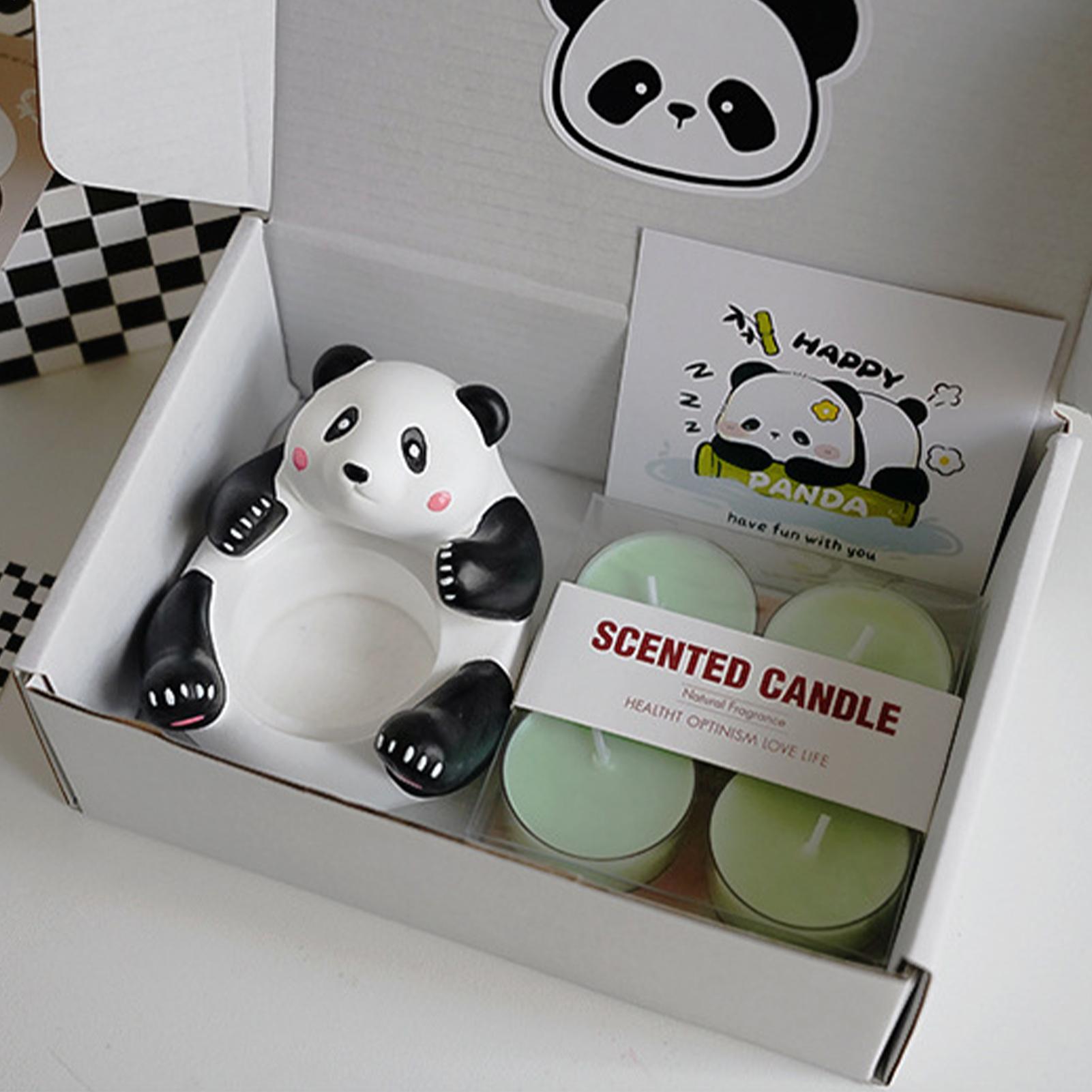 Panda Candlestick Aromatherapy Candle Shaped Wax Set Handmade Cute Tealight Candle Holder Ornament Gift Home Decor verde