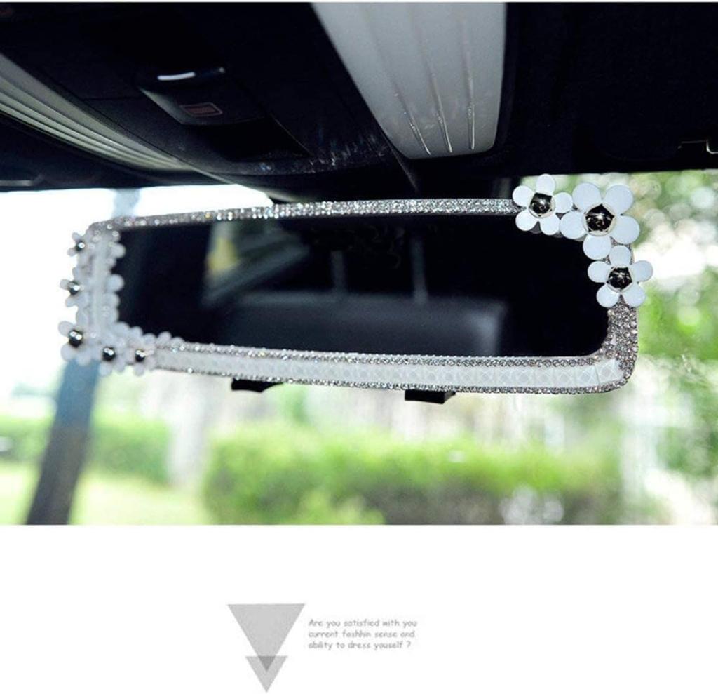 Luxury Car Rearview Mirror, Interior Rearview Mirror, Easy to Dress Up, Stylish Interior Mirror, Makes a Great Gift (Daisy)