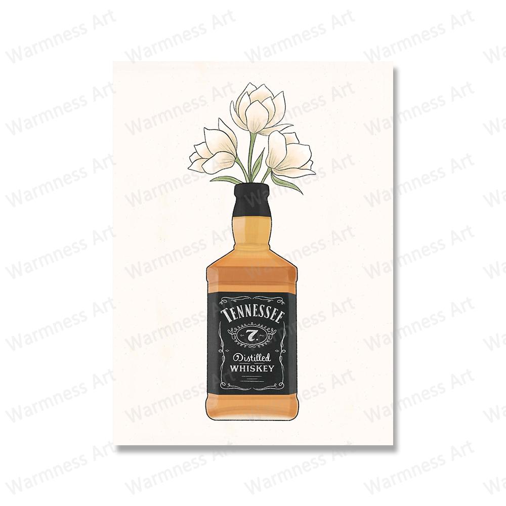 Liquor Peaches Tequila Vodka Flowers Bar Wall Art Canvas Painting Alcohol Posters and Prints Pictures For Living Room Home Decor No Frame