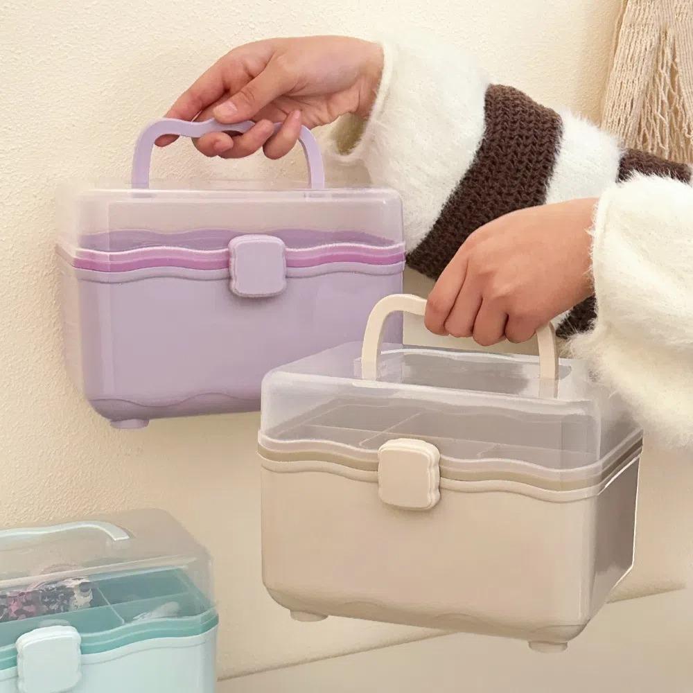 Jewelry Case Storage Case Cosmetic Case Family Emergency Kit Box 2 Layer Storage Box  Sundries