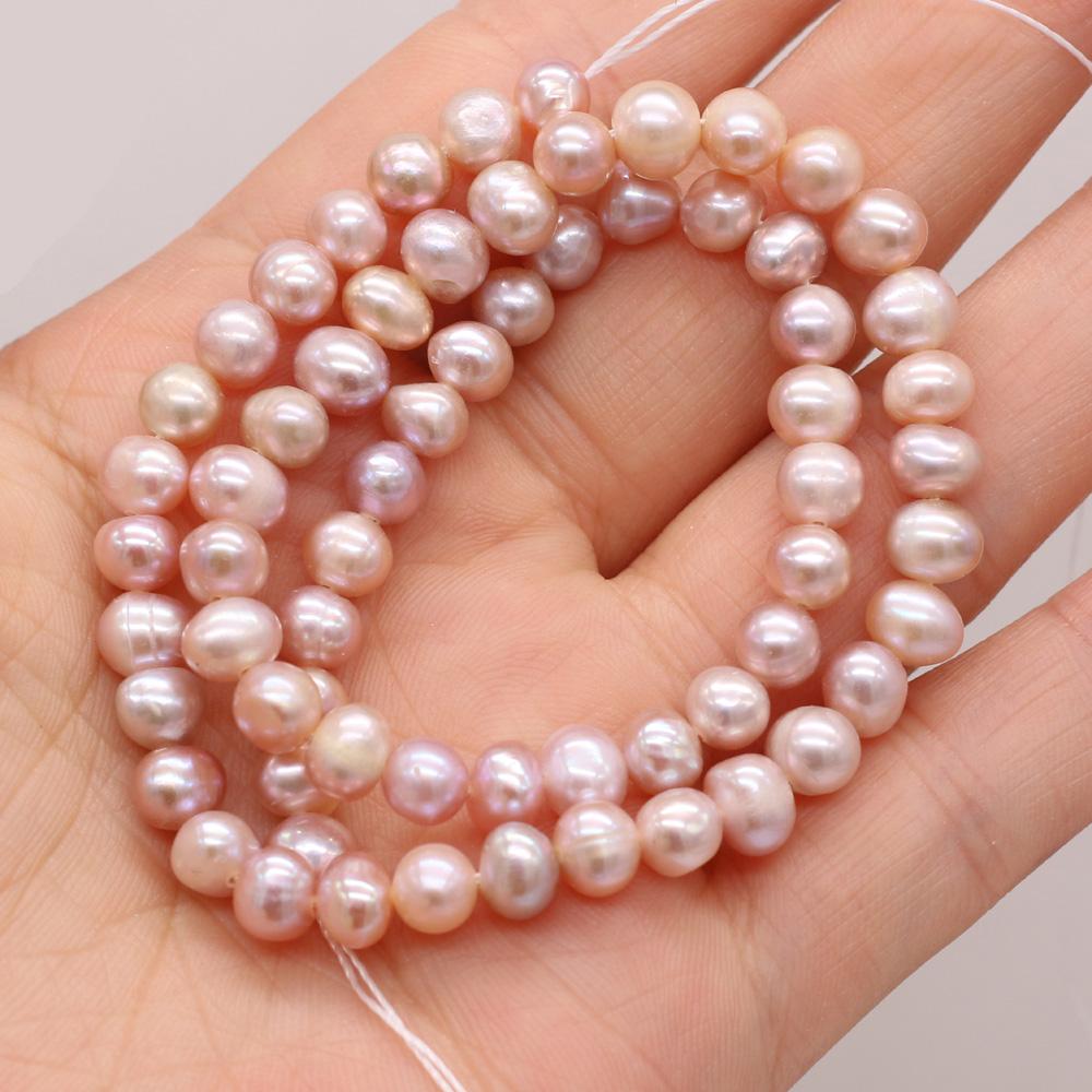1 Filo, Perle d'Acqua Dolce Naturali AA, Perle Rotonde Fatte a Mano per Collane Fai-da-Te, Materiali per la Creazione di Gioielli 36cm