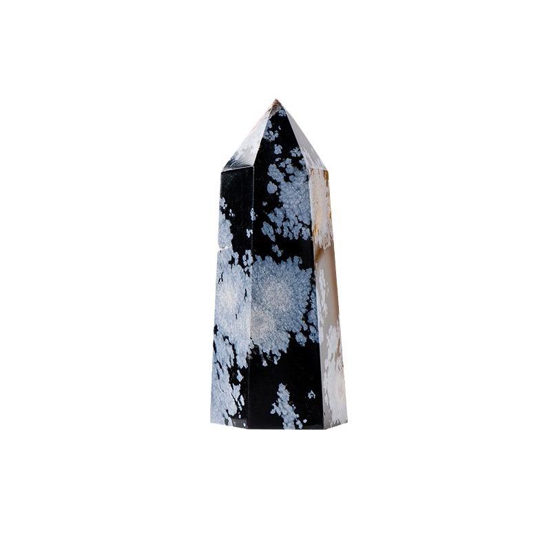 Natural Crystal Snowflake Obsidian Crystal Tower. Excellent Choice for Home Decorations. (as the picture,As picture)
