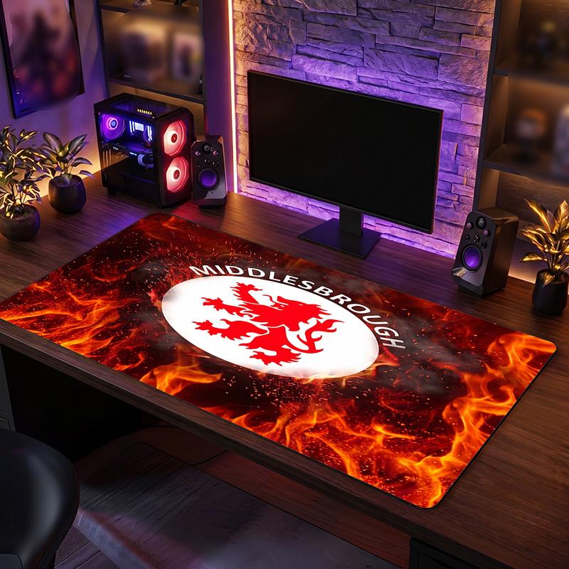 Middlesbrough FC Theme Pattern Mouse Pad, Soccer Logo Design XXL Gaming Desk Mat Non-Slip Computer Mouse Pad