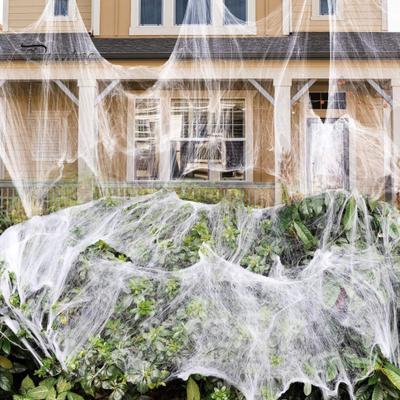 Halloween-Spinnennetz-Dekoration, realistische simulierte Spinnweben mit zusätzlichen künstlichen Spinnen, gruseliges Halloween-Dekorationsnetz für Spukhaus, Zuhause, drinnen und draußen