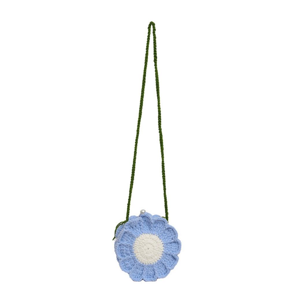 Women Mini Flower Cotton Crochet Crossbody Shoulder Bag Handbag Coin Purse