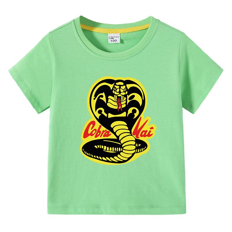 Cobra Kai Printed Summer Chlidren Tshirt Boys Girls ONeck Short Sleeve Tees Kids Pure Cotton Clothing Baby Boys Gift